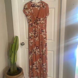 Long floral dress with cutout